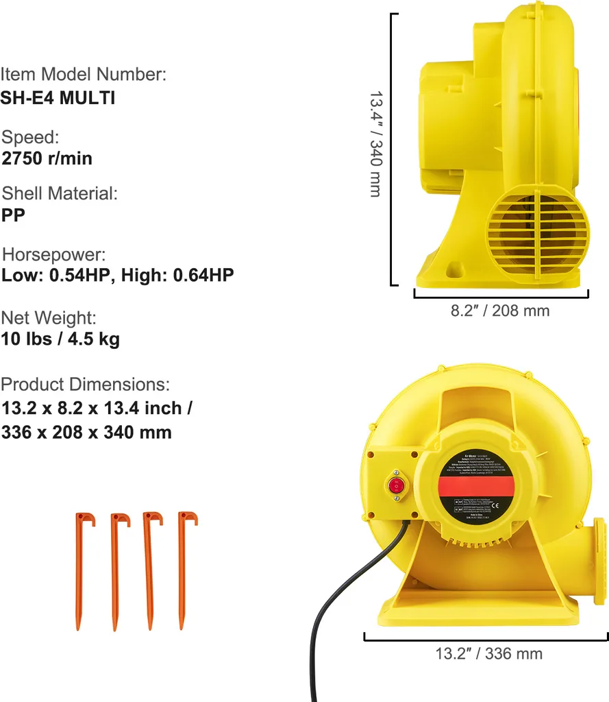 Pompe à Air Professionnelle 450W pour Château et Structure Gonflable - 7