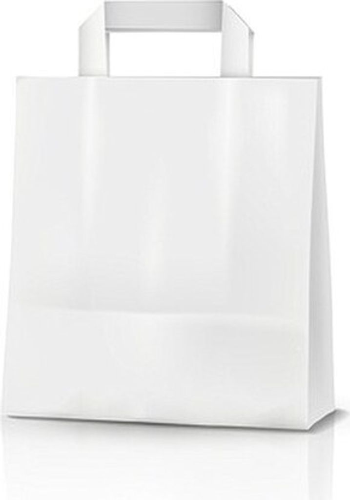 250x Papiertragetaschen aus Kraftpapier 220+100x280mm weiß Produktbild 