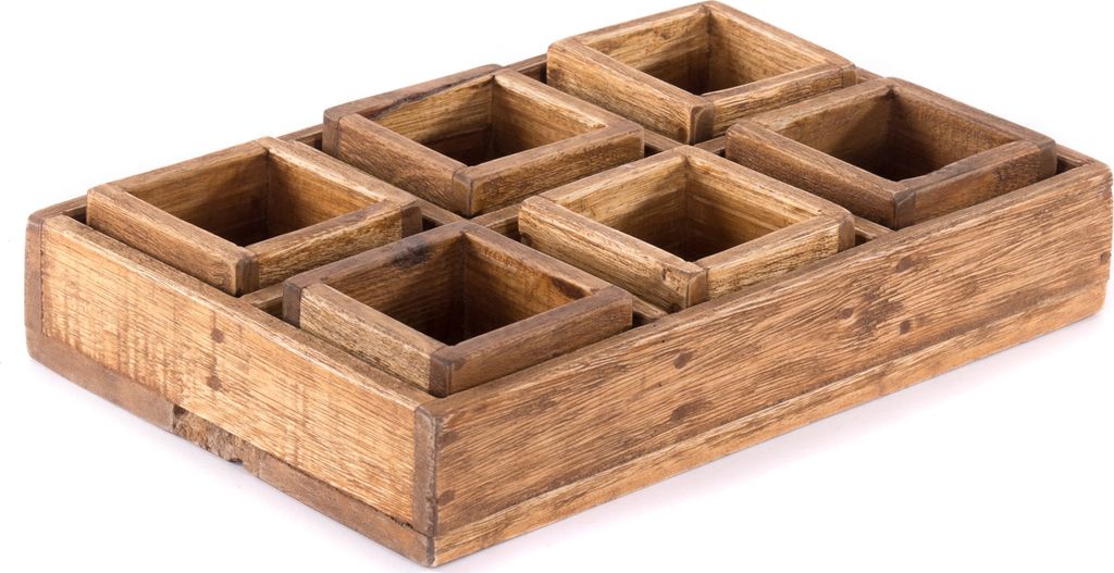 KISTEN SET "CUBO II" | Teak / Mahagoni | erweiterbares Set | Anzahl: 6-Boxen