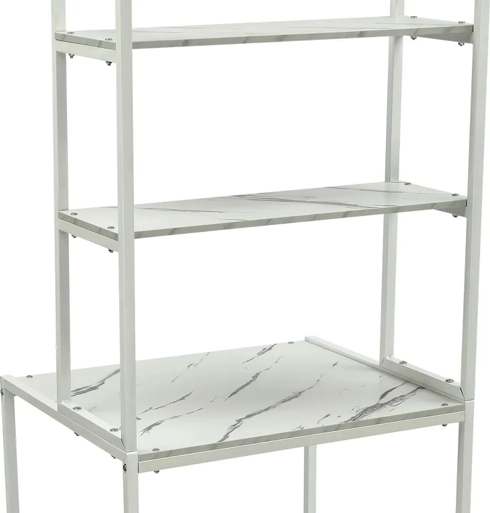 Meuble Machine à Laver Robuste en Fer et MDF Blanc, Style Marbre Chic