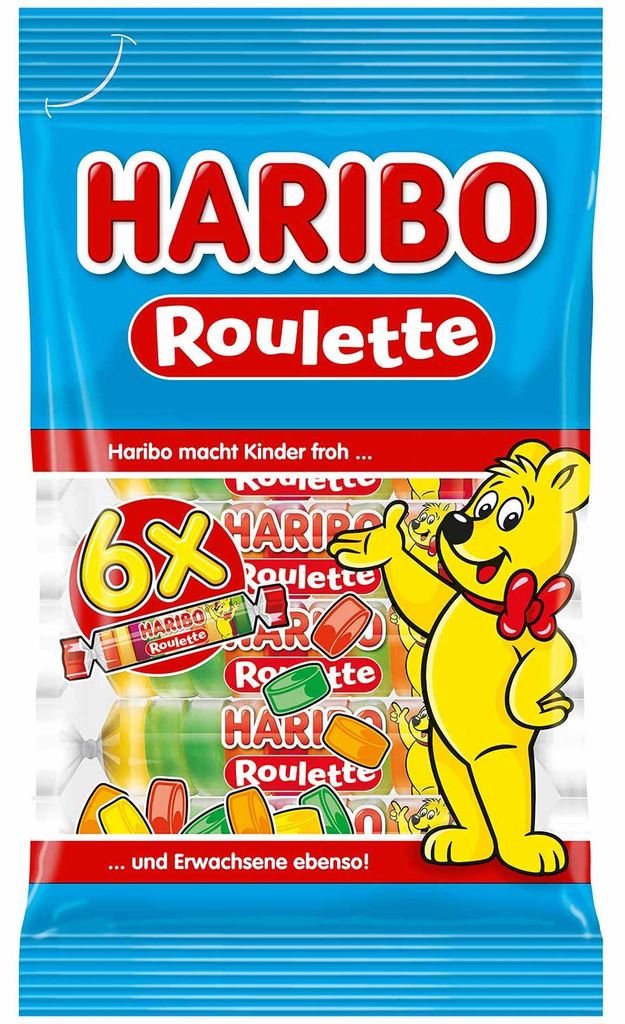 Haribo Roulette, gomme aux fruits, gomme au vin, en sachet, Image du produit 