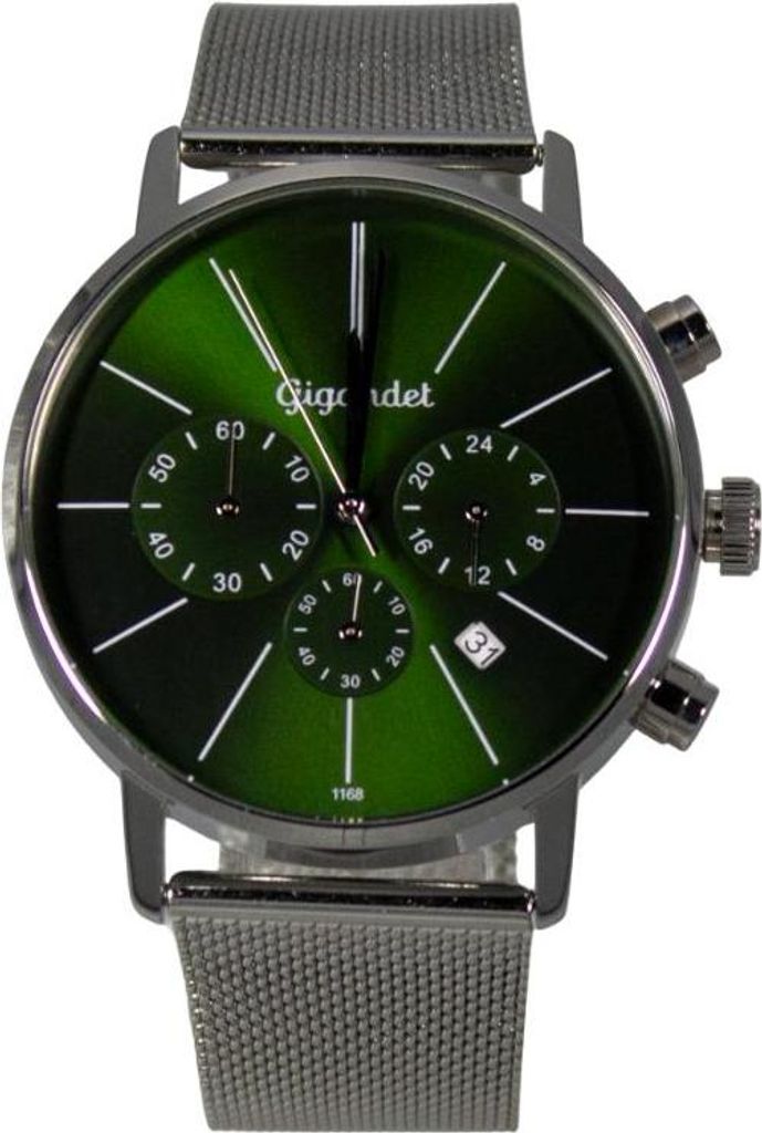 Gigandet Chronograph Armbanduhr Herren Damen Silber Grün Datum G32-015