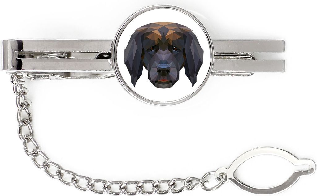 Leonberger - geometrische Krawattennadel mit Bild und Schriftzug von Art-Dog