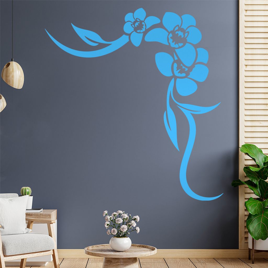 Orchidee - Linien Wandtattoo in 6 Größen - Wandaufkleber Wall Sticker - Dekoration, Küche, Wohnzimmer, Schlafzimmer, Badezimmer