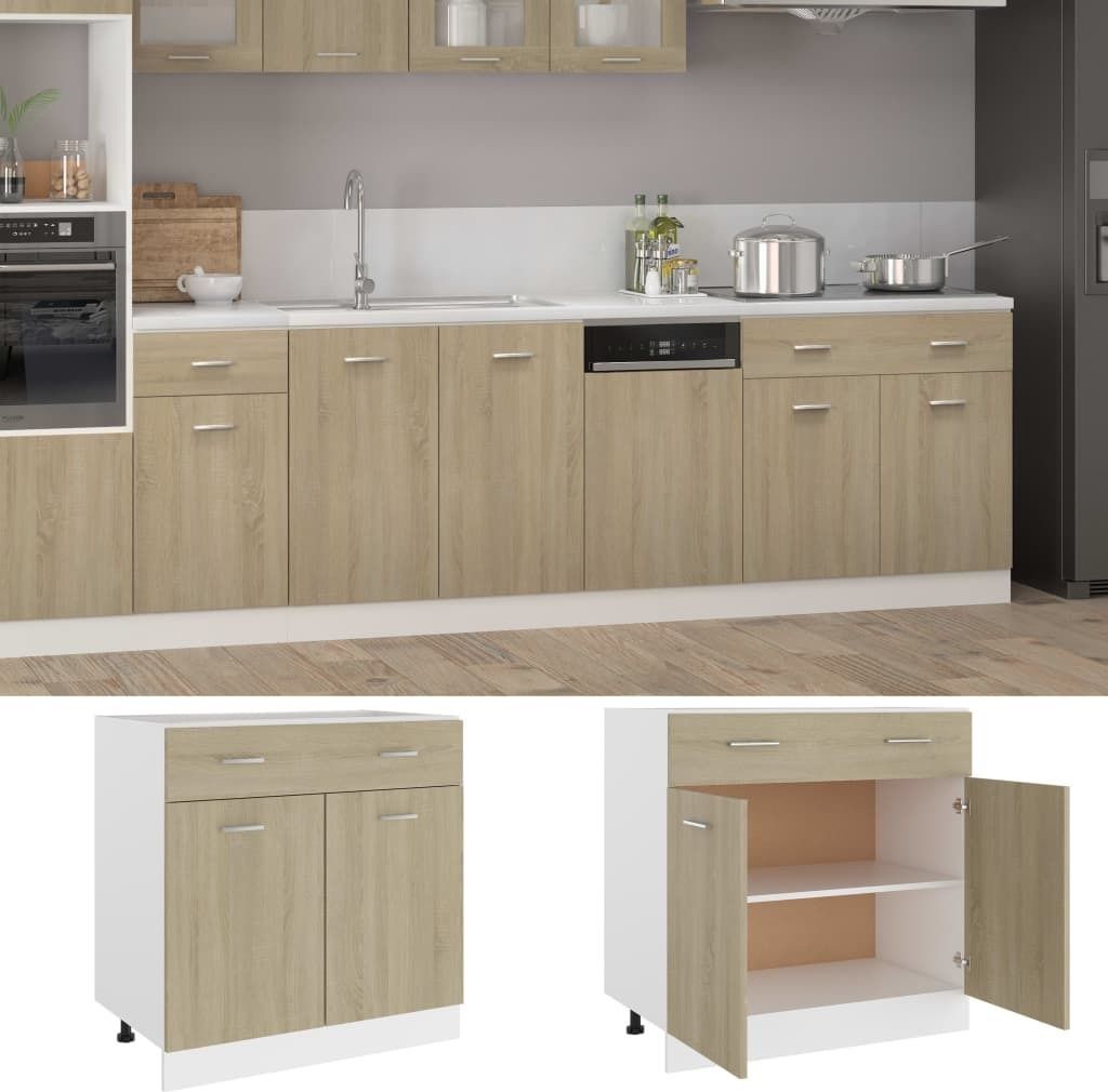 vidaXL Szafka z szufladami dąb sonoma 80x46x81,5 cm płyta Zdjęcie produktu 