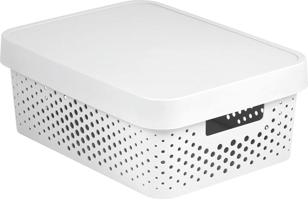Úložný box INFINITY 11l s vekom biely perforovaný Obrázok produktu 