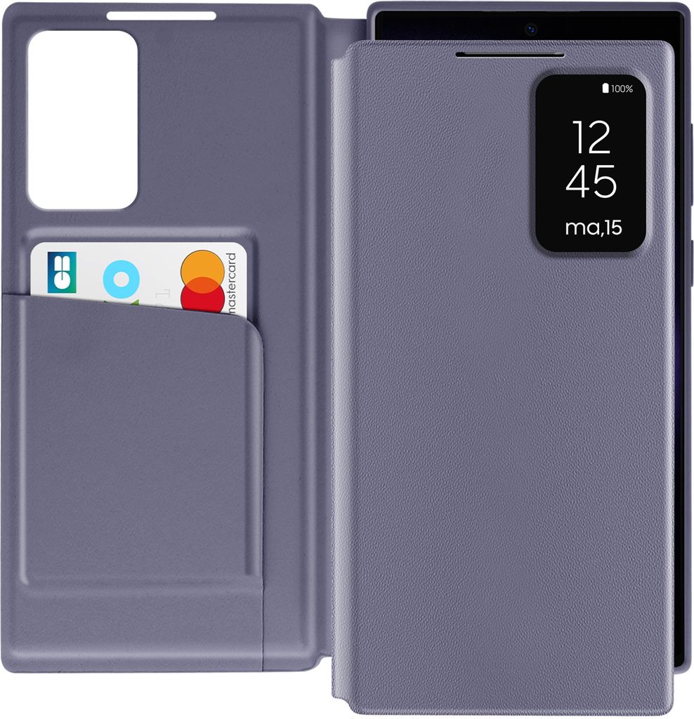 Avizar, Fensterhülle für Samsung Galaxy S23 Ultra mit Kartenklappe, Lavendel