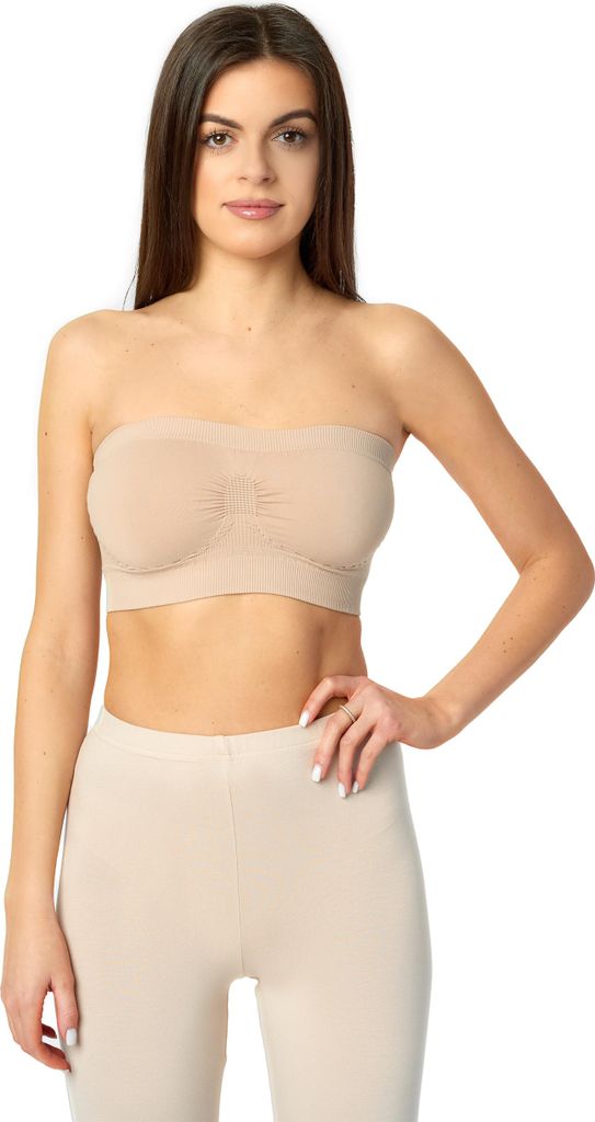 Merry Style Damen Bandeau Top 06 161 (Beige, S-M)