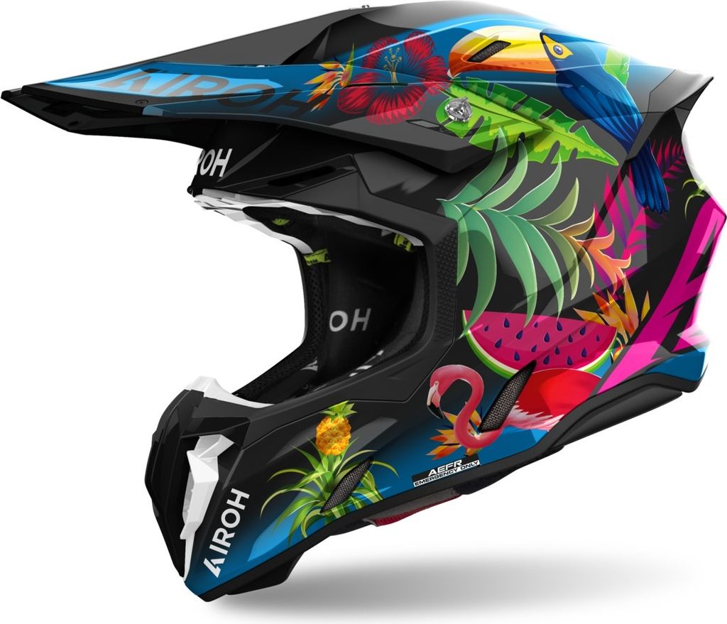 Crosshelm Schutzhelm Motorradhelm Quad AIROH Twist 3.0 Amazonia Bunt Größe XL