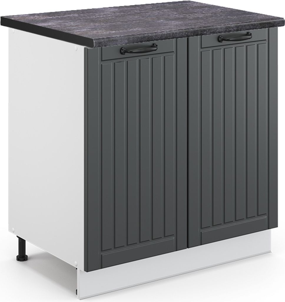 Spülenunterschrank Vicco Fame-Line Anthrazit Landhaus 80 cm mit Regal, AP Anthrazit, Model 45839