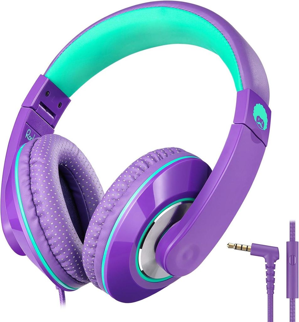 RockPapa Kinder Kopfhörer Over Ear, Kabelgebunden, Faltbar & Verstellbar, Stereo Sound, 3.5mm Klinke, Bequeme Kopfhörer für Schule & Reisen