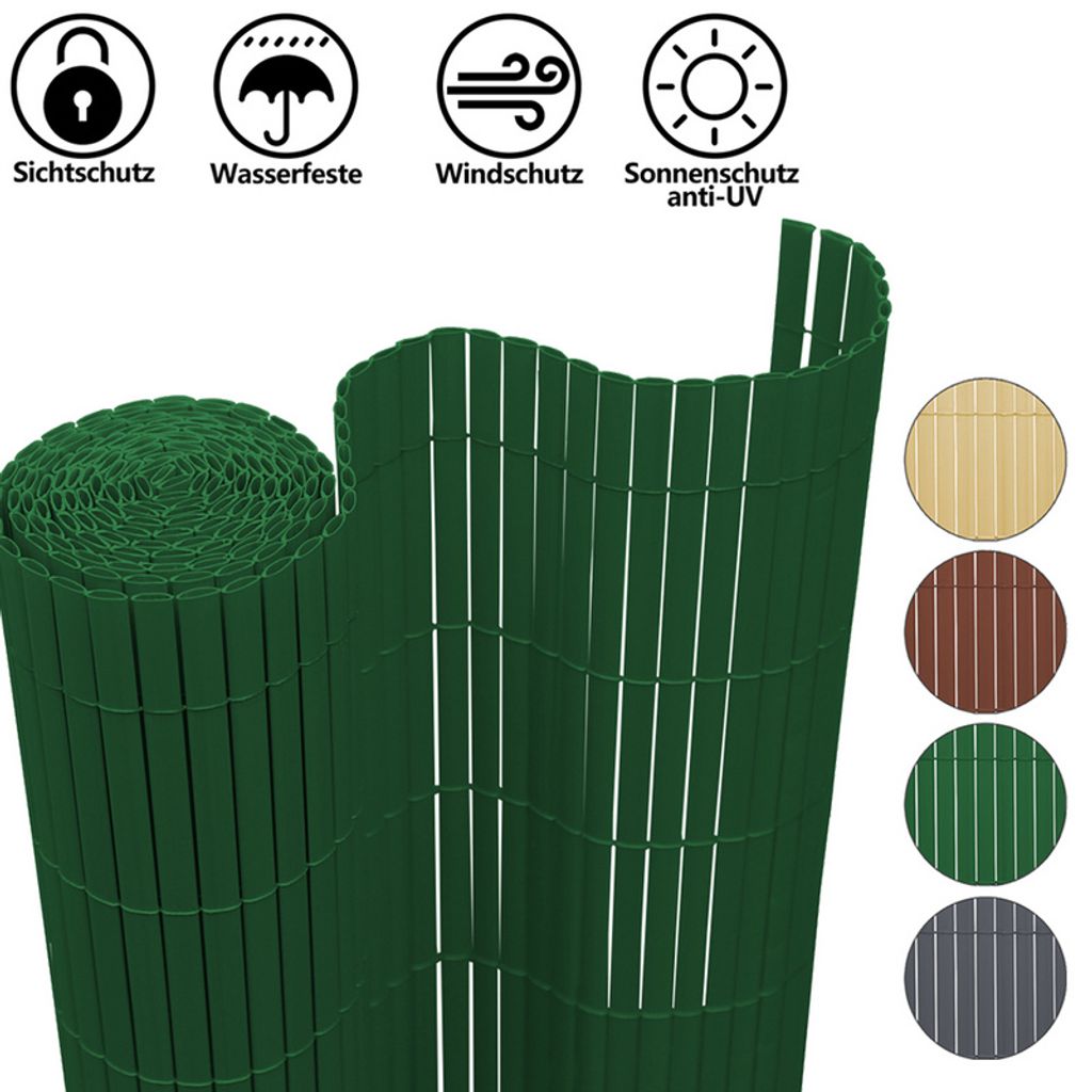 Jiubiaz Sichtschutzmatte PVC Sichtschutzzaun Grün Windschutz fur Garten Balkon und Terrasse 80x400cm