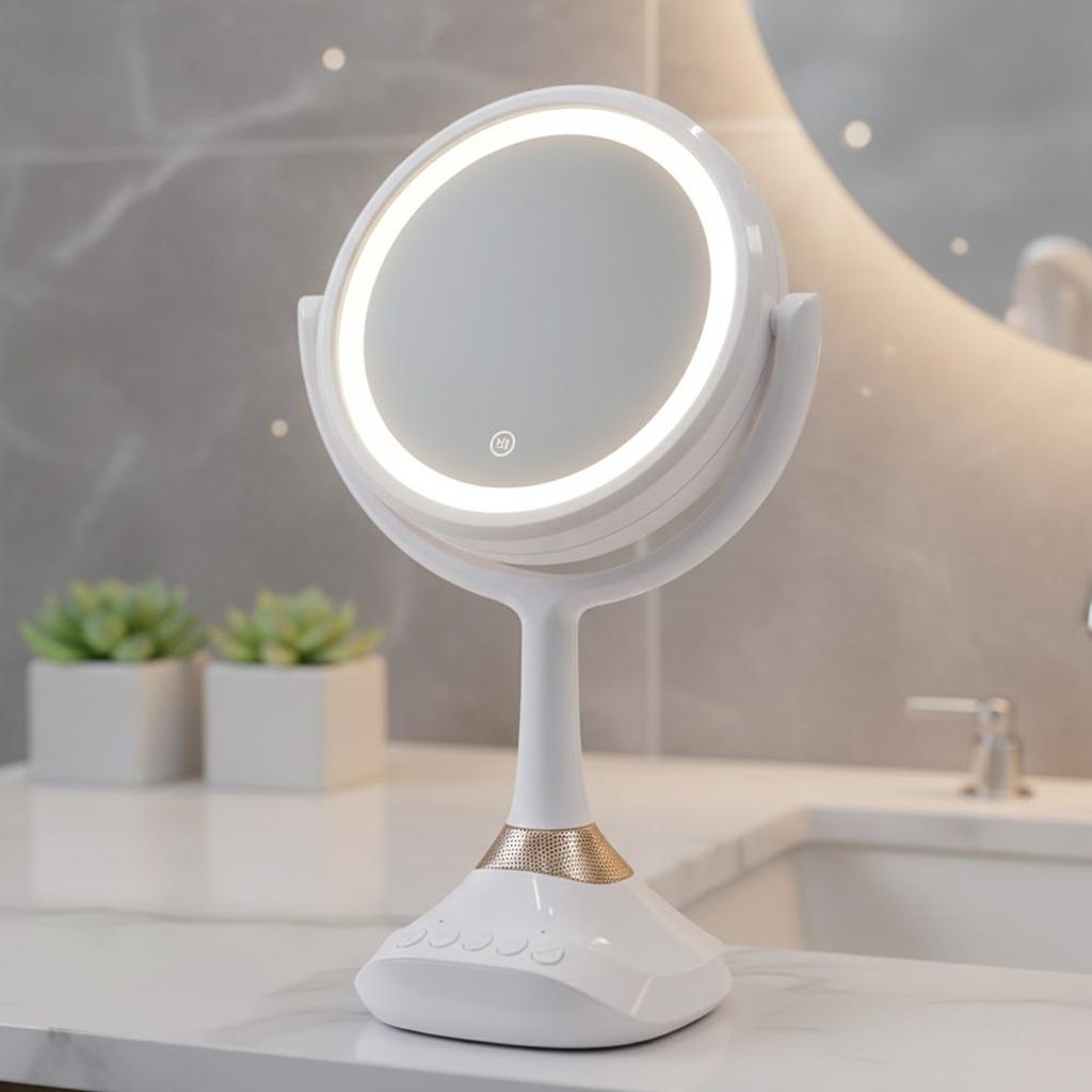 Mucola Kosmetikspiegel 1- und 5-fach Vergrößerung LED Wandspiegel Badspiegel Spiegel Badezimmerspiegel Bluetoothlautsprecher Handy
