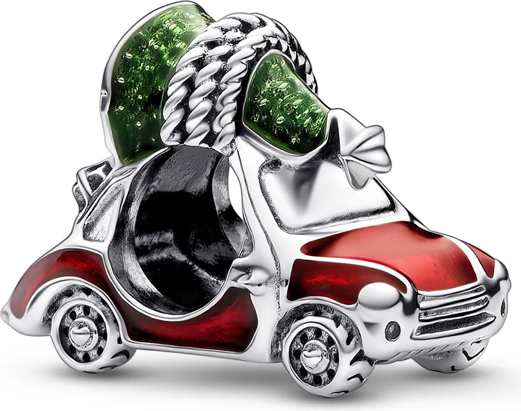 Charm Voiture et Sapin de Noël Pandora 792358C01 en Argent et Émail Rouge