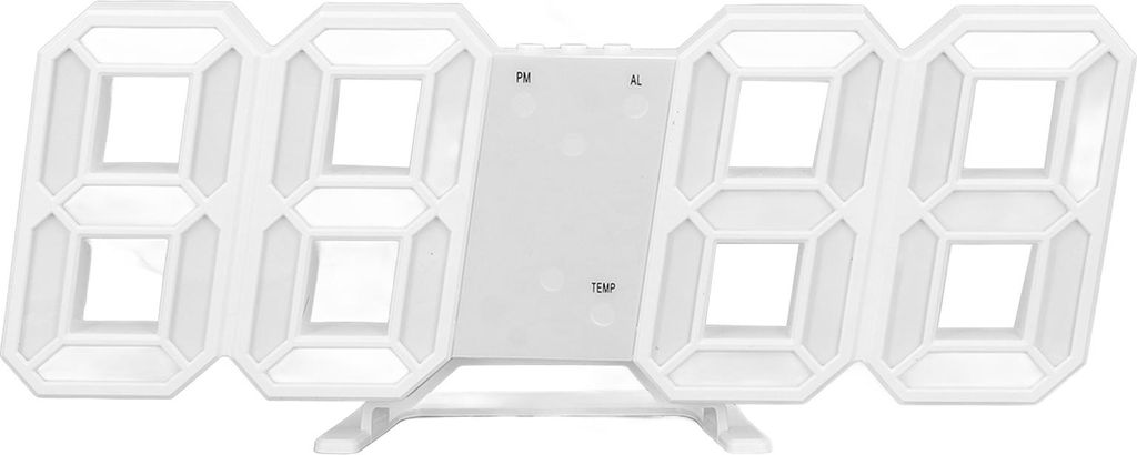 3D LED Wanduhr Minimalistisch Weißer Rahmen Digitaler Wandwecker Timer mit Temperatur für Haus Wohnzimmer Rosa Wort