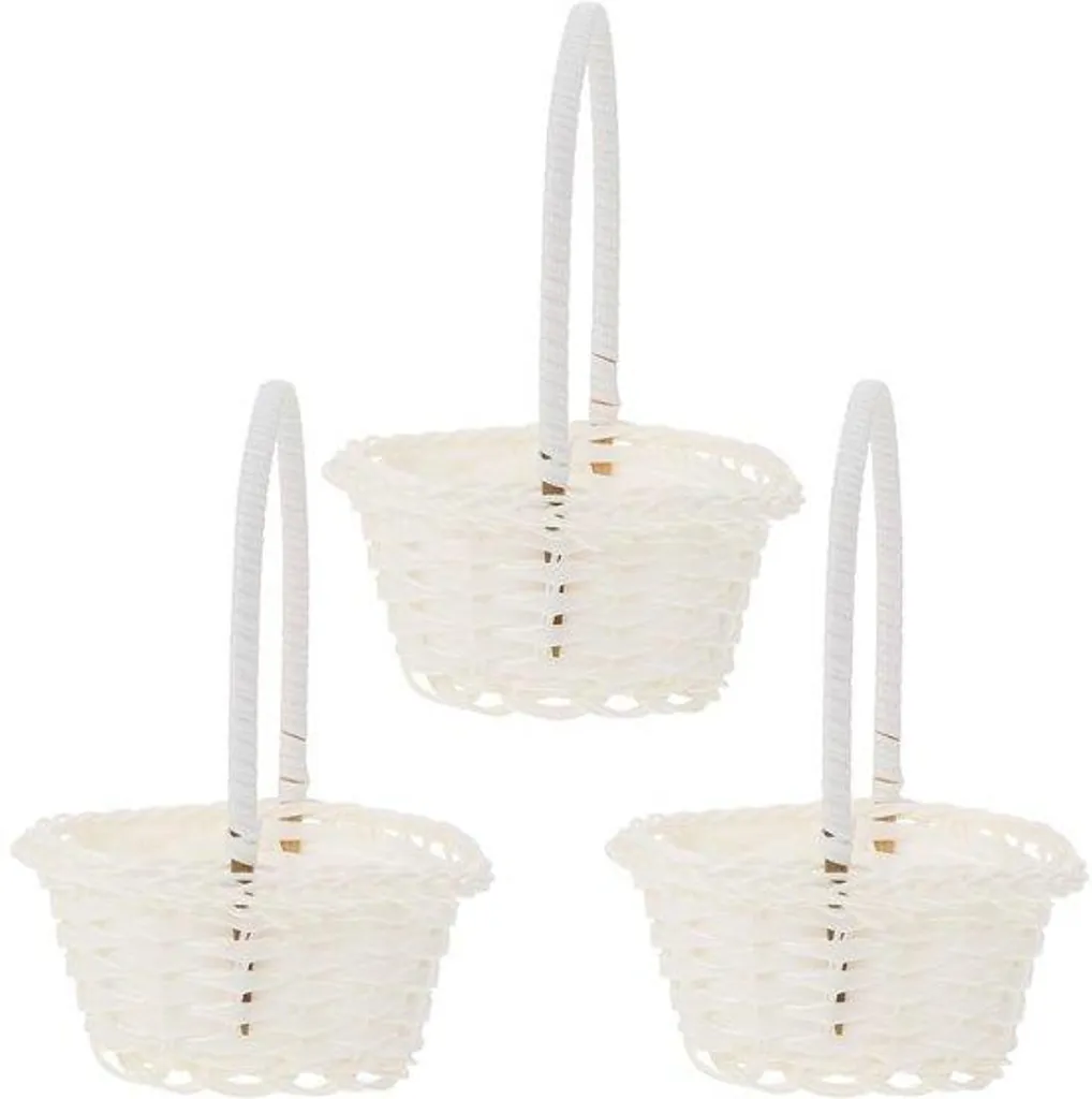 Petits paniers en rotin blanc avec anse : lot de 4 modèles robustes