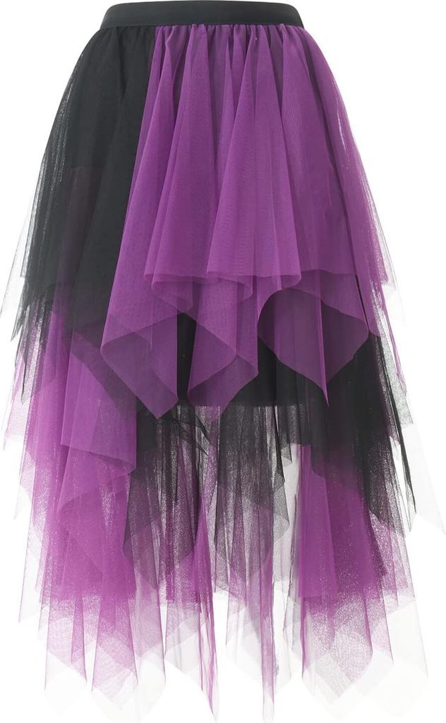 ASKSA Damen Midi Tuellrock Lang Tuell Petticoat Unterrock High Waist A-Linie Knielang Faschingskostueme Rock fuer Halloween Fasching Karneval Party...