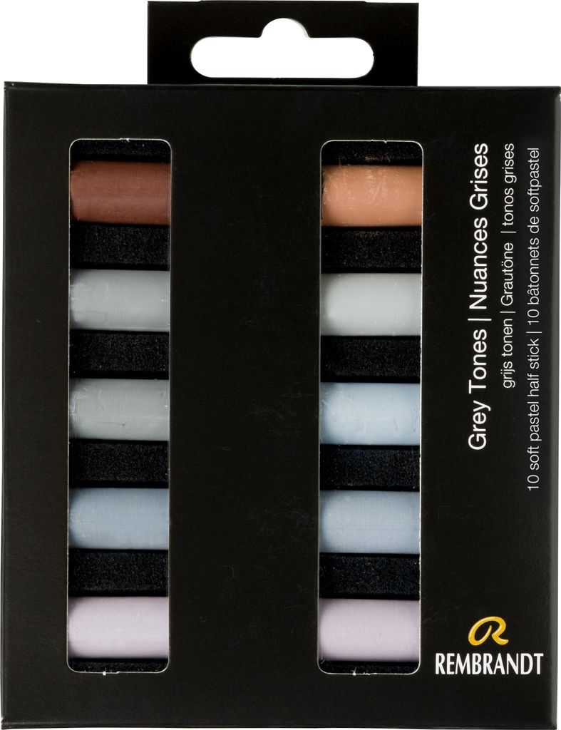 Rembrandt Set weiche Pastelle, Grautöne | 10 Pastelle in halber Größe