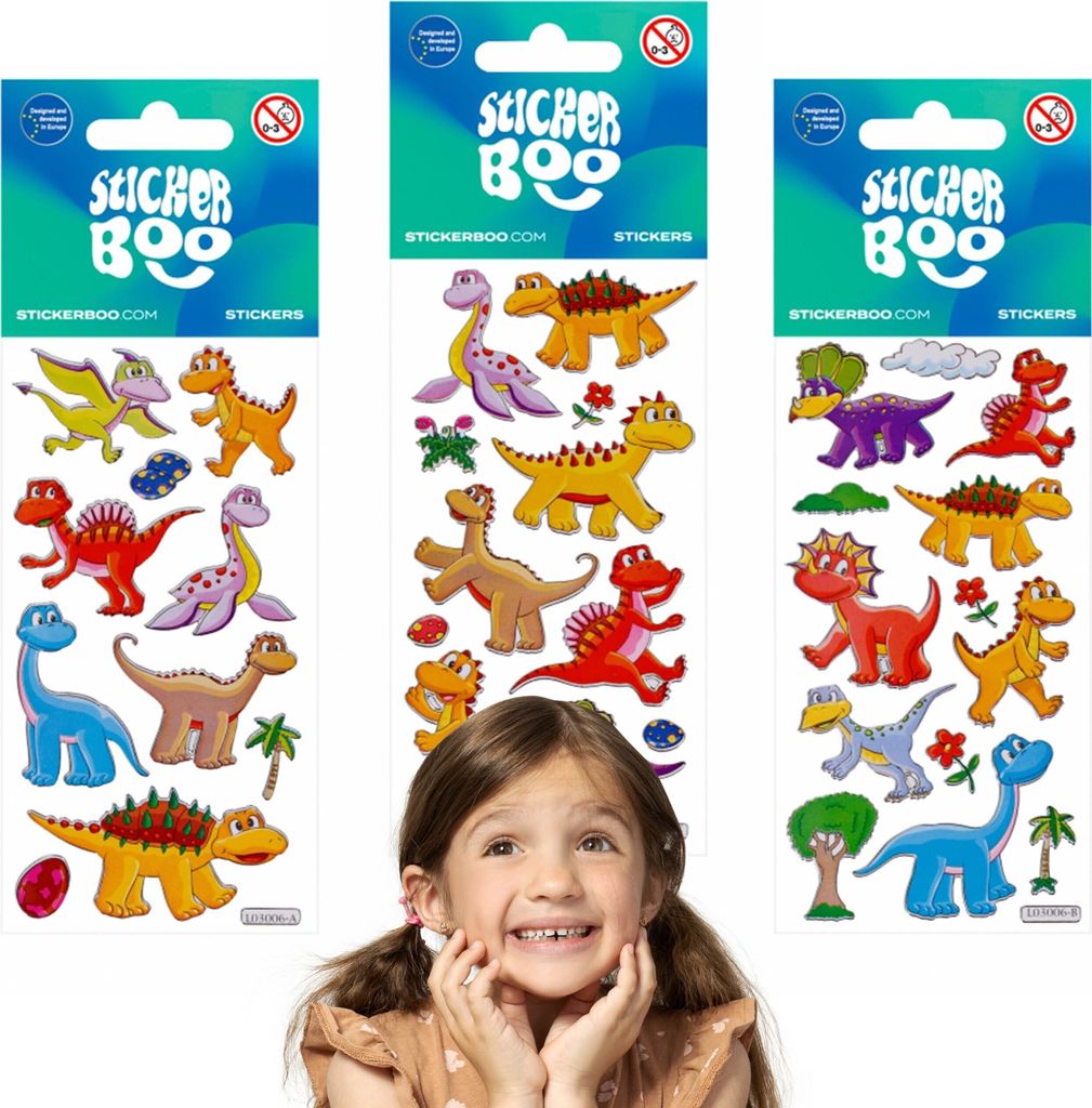 Sticker-Set für Kinder, bunte Dinosaurier, Aufkleber