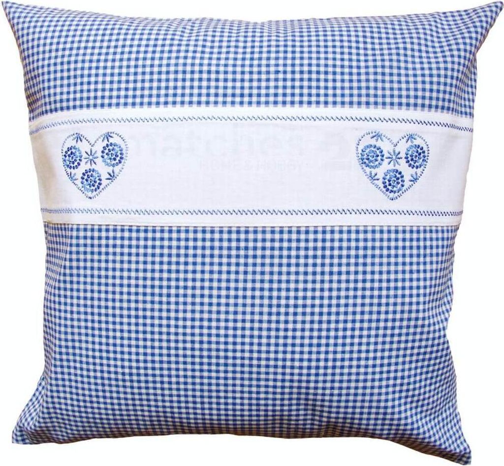 Kissen-Bezug Landhaus-Stil blau kariert 40x40 cm Baumwolle-Mix