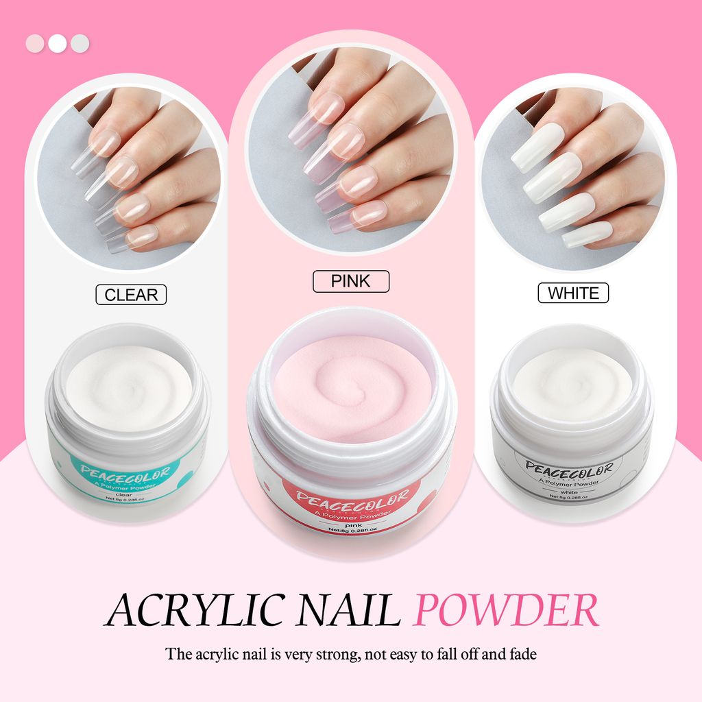 Acryl Nagelset Acryl Pulver Nägel Kit 3 Farben Acryl Nagel Produktbild 5