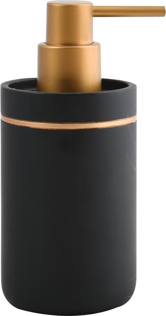 spirella Seifenspender "Bly" Flüssigseifen-Spender, 7,5 x 7,5 x 16 cm Kunststoff schwarz matt mit Goldeffekt, Fassungsvermögen 300ml
