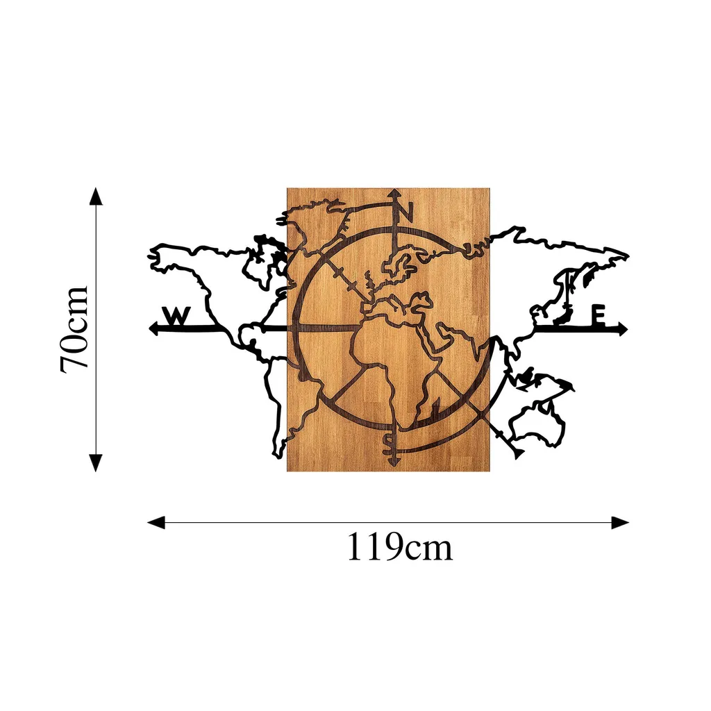 Habiller un Mur Vide : Mappemonde Métal Noir Wallity Largeur 118 cm - 7