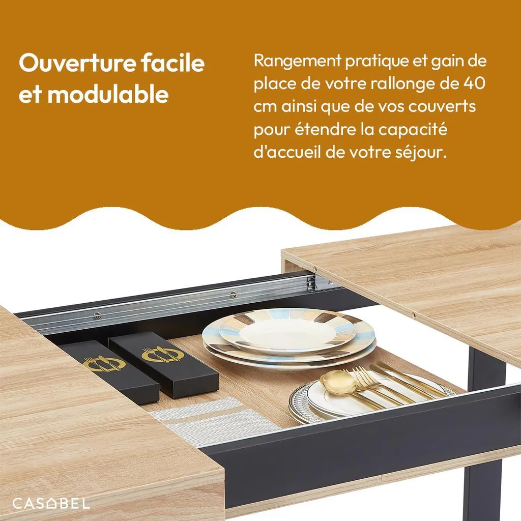 Table à Manger Modulable 8 Places Idéale Réceptions Style Industriel - 6