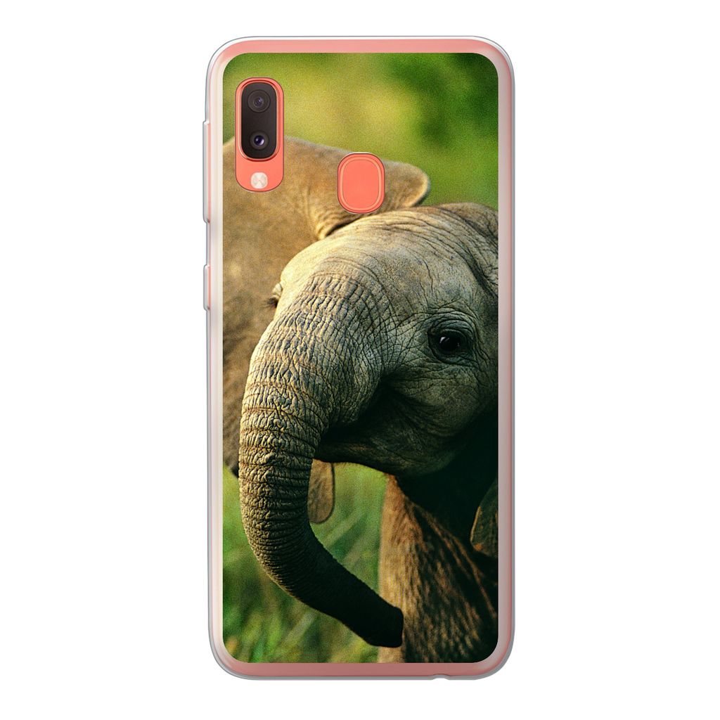 MuchoWow Handyhülle Schutzhülle Hülle für Samsung Galaxy A20e Elefant - Grün - Tiere - Natur Silikon Softcase Handy Hülle - Abdeckung