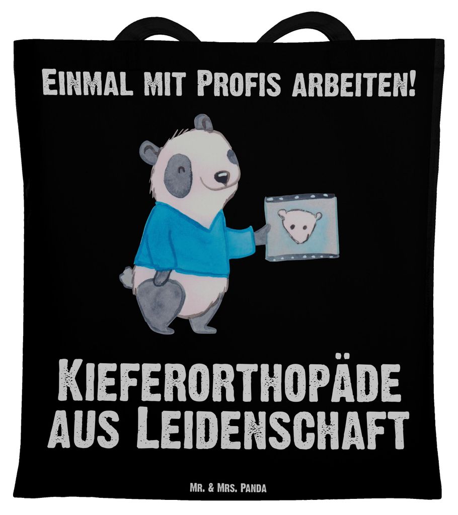 Mr. & Mrs. Panda totebag Kieferorthopäde Leidenschaft - Schwarz - Geschenk, Tasche, Jutebeutel, Laptoptasche, Einkaufstasche, Einkaufstüte, Schul...