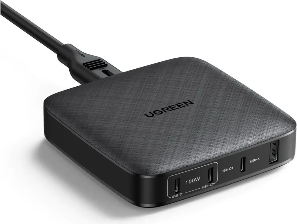 Chargeur Rapide 100W UGREEN 4 Ports USB-C et USB-A Technologie GaN Black