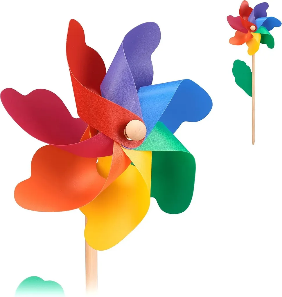 Set de 4 éoliennes de jardin Relaxdays : Décoration métallique rotative