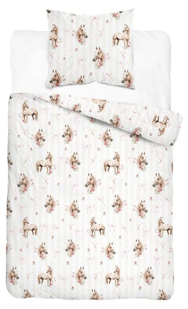 Bettwäsche, Baumwollbettwäsche für Kinder 140x200 xoxo 5710a Pferde