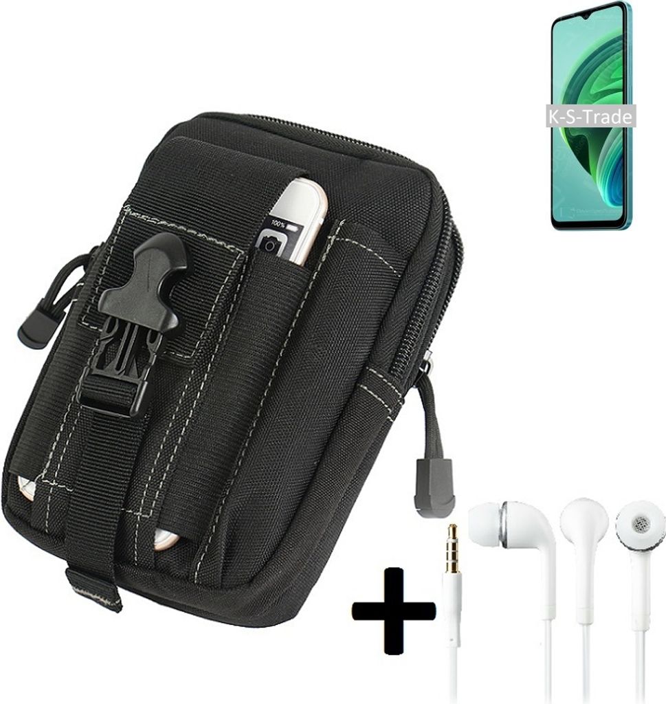 K-S-Trade Gürteltache + Kopfhörer kompatibel mit Xiaomi Redmi Note 11E 5G Gürtel Tasche Holster Schutz Hülle Handy Hülle schwarz inkl.