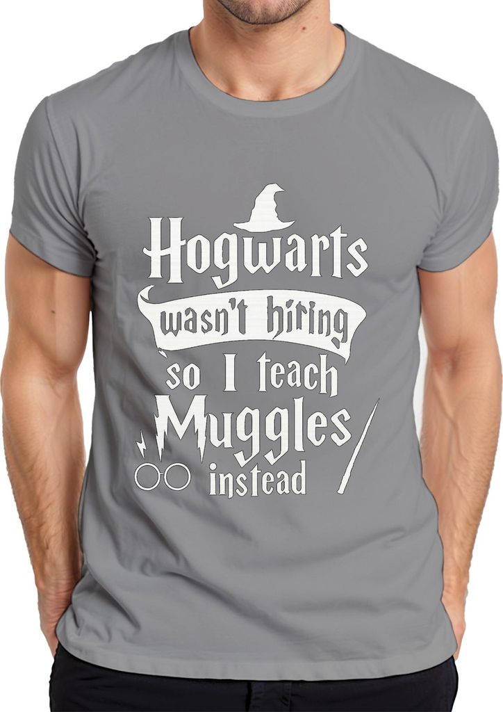 Hogwarts wasn't hiring so I teach Muggles instead Harry Potter Halloween Herren T-Shirt, Grau, L