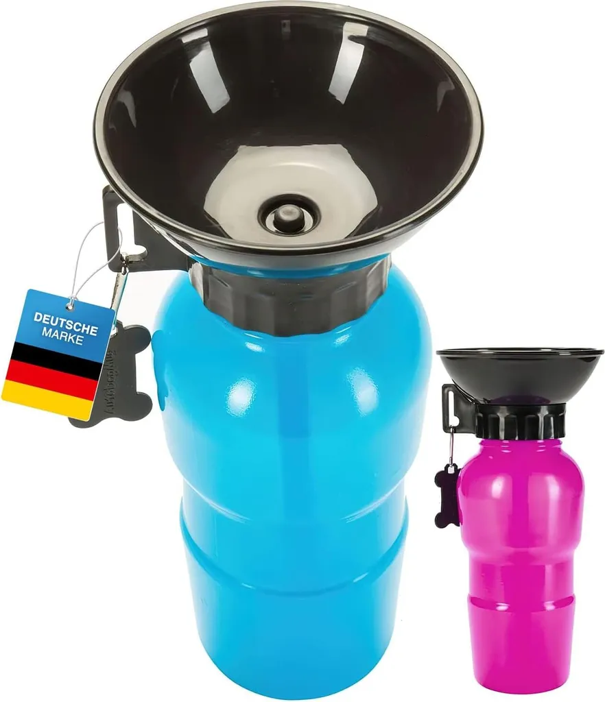 Biberon Cane 600ml per Viaggio e Auto - Ciotola Integrata Colore Blu
