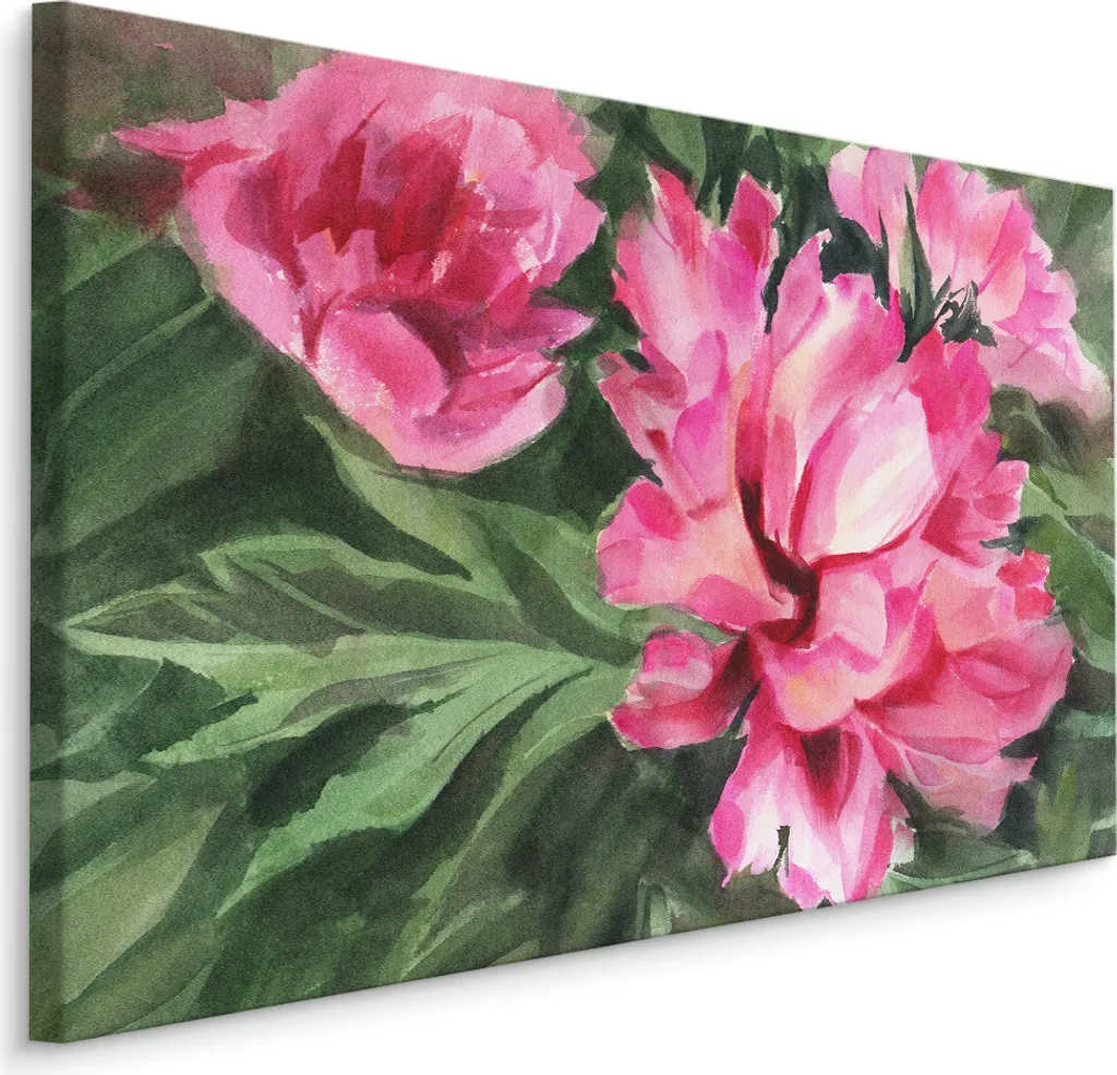 Carta da Parati Peonie 90x60 cm - Stampa su Tela XXL per Arredo Casa