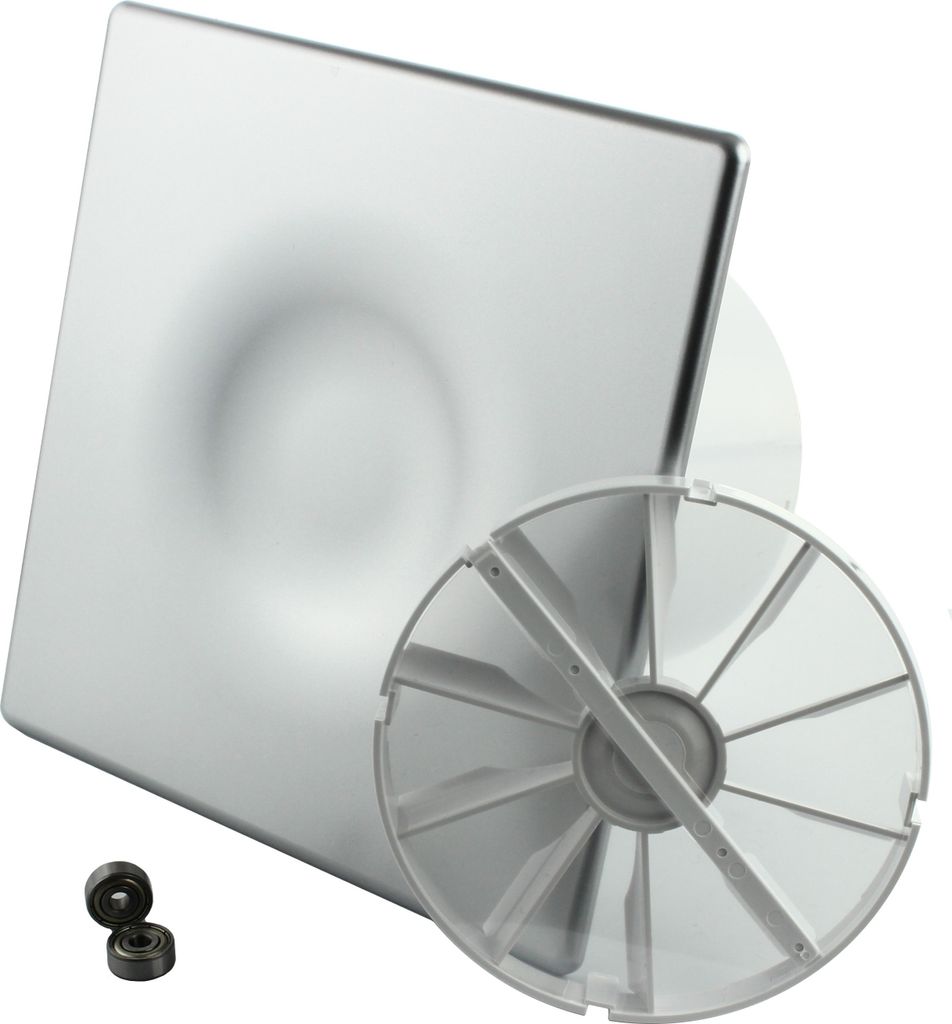 Wohnraumlüfter Lüfter Deckenlüfter Ventilator Badventilator Badlüfter Kugellager Rückstauklappe Ø 100 mm Zugschalter Silber satiniert