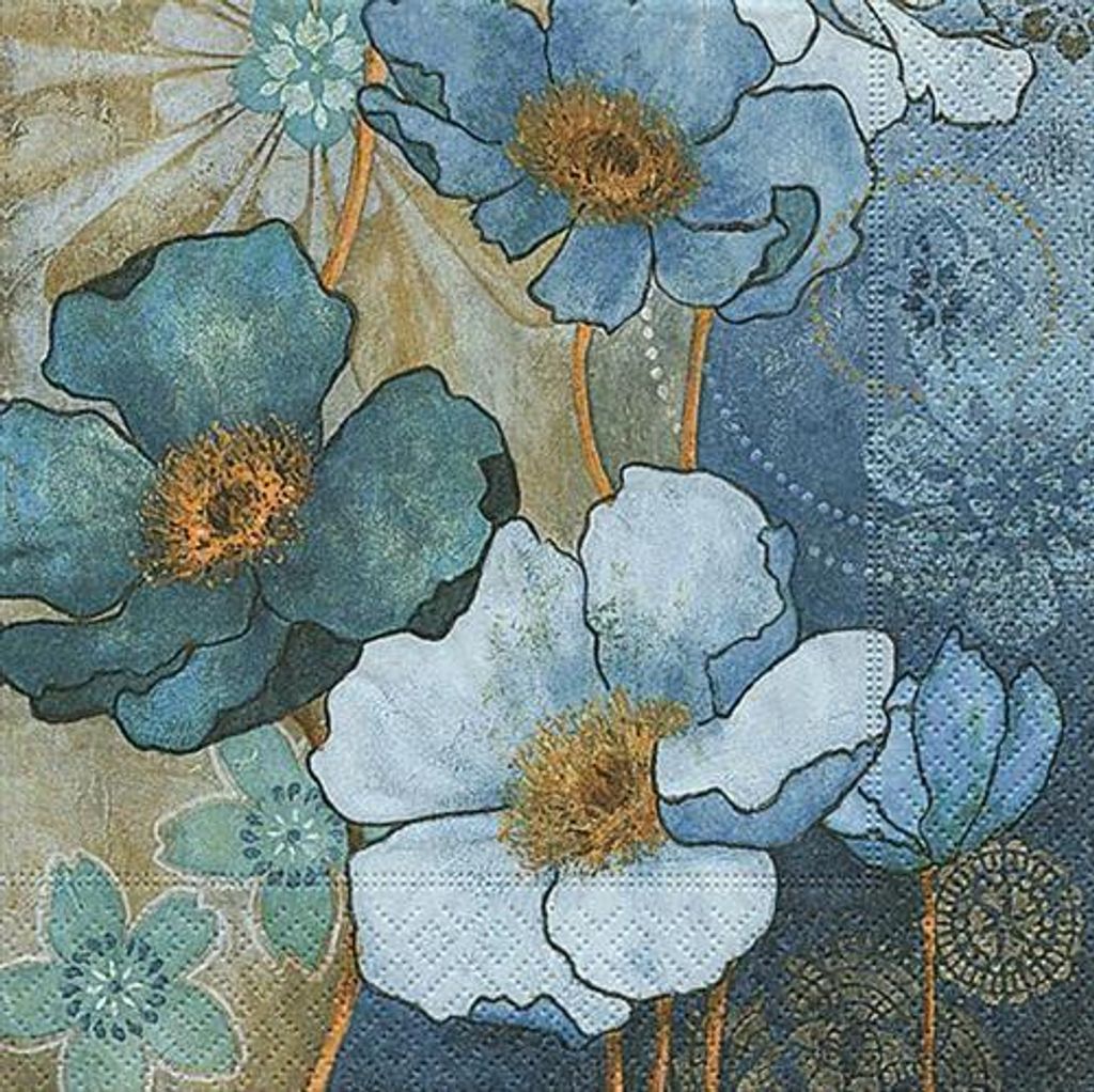20 Servietten Harmony in Blue - Blaue Harmonie 33x33cm