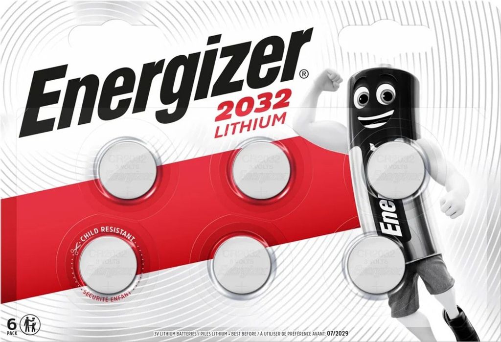 Lithium-Knopfzellenbatterie CR2032 | 3 V DC | 235 mAh | 6-Blister | Silber