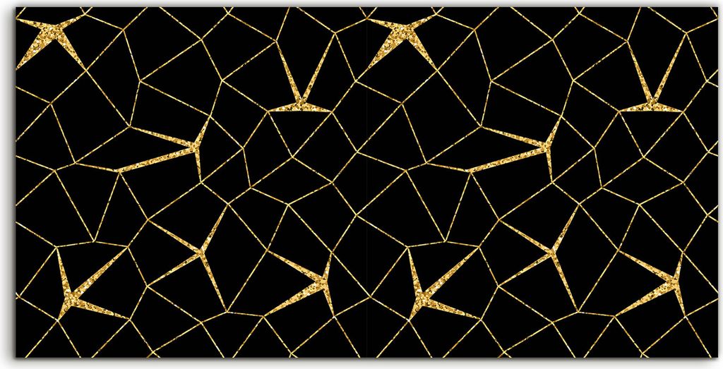 Coloray Glasbild 140x70 Wandbild Glasbilder Foto Kunstdruck Mosaik Gold und schwarz