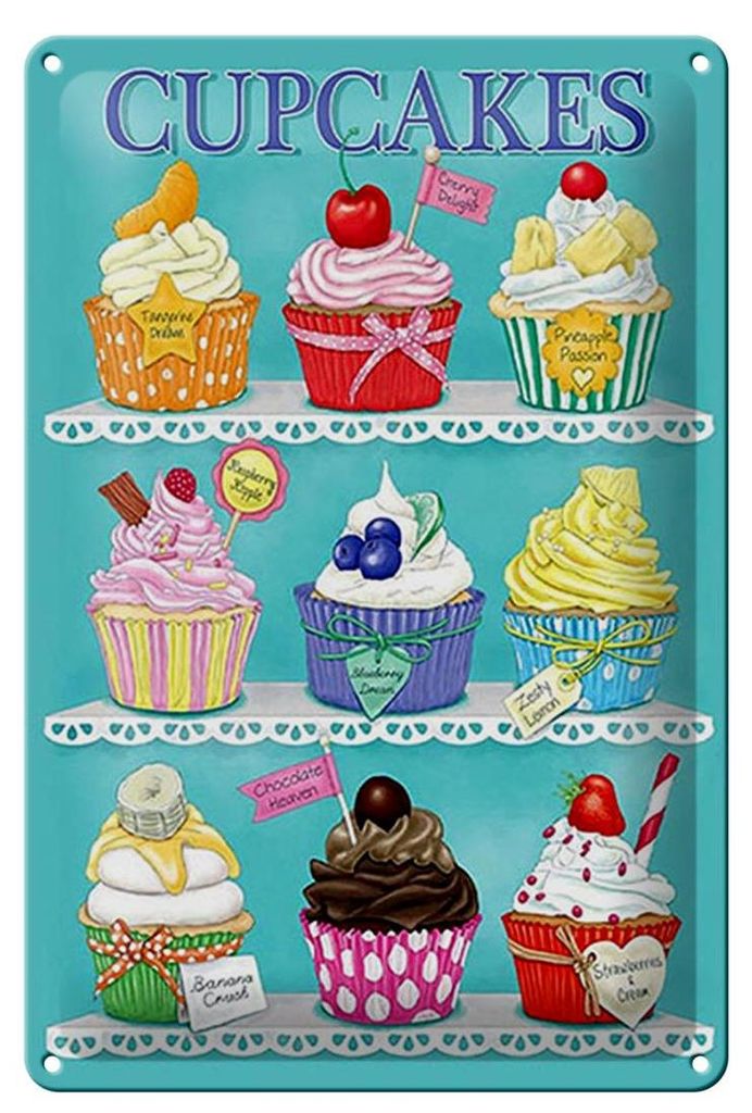 Blechschild Cupcakes 20x30cm Cherry Chocolate banana cream