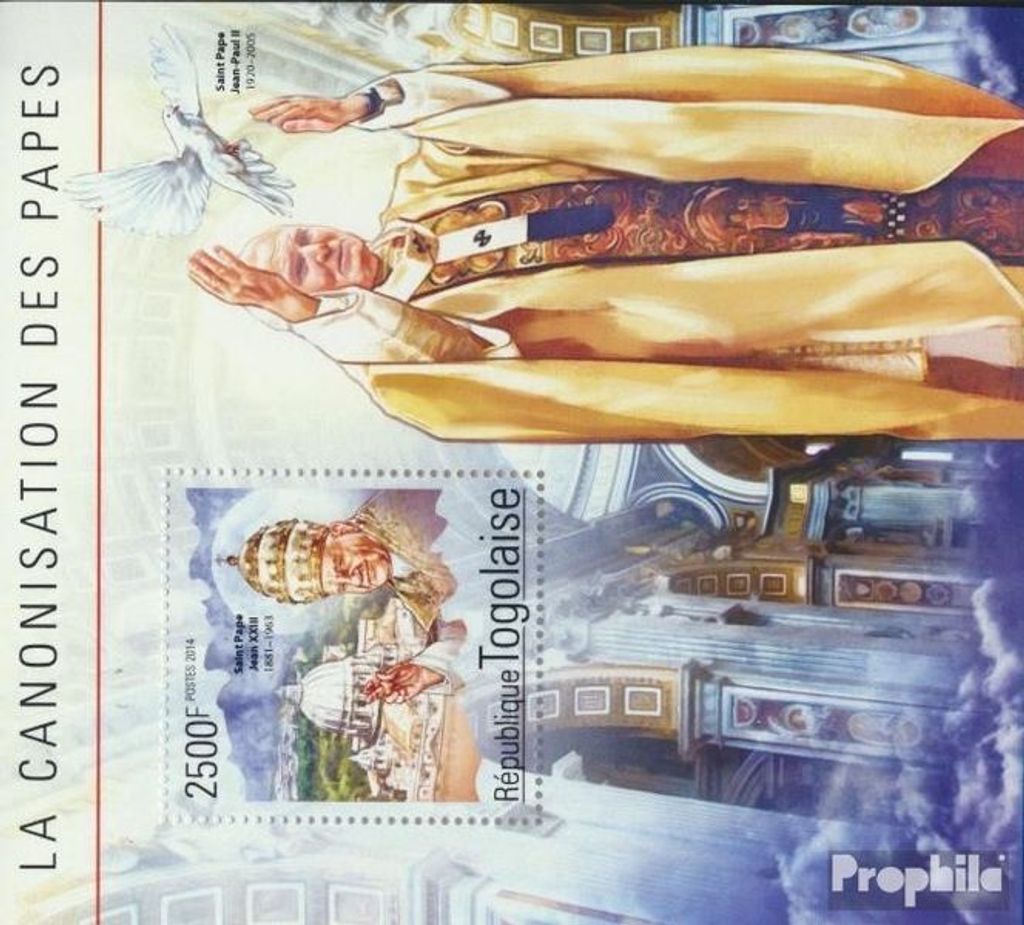 Briefmarken Togo 2014 Mi Block 1090 (kompl. Ausgabe) postfrisch Papst Johannes Paul II
