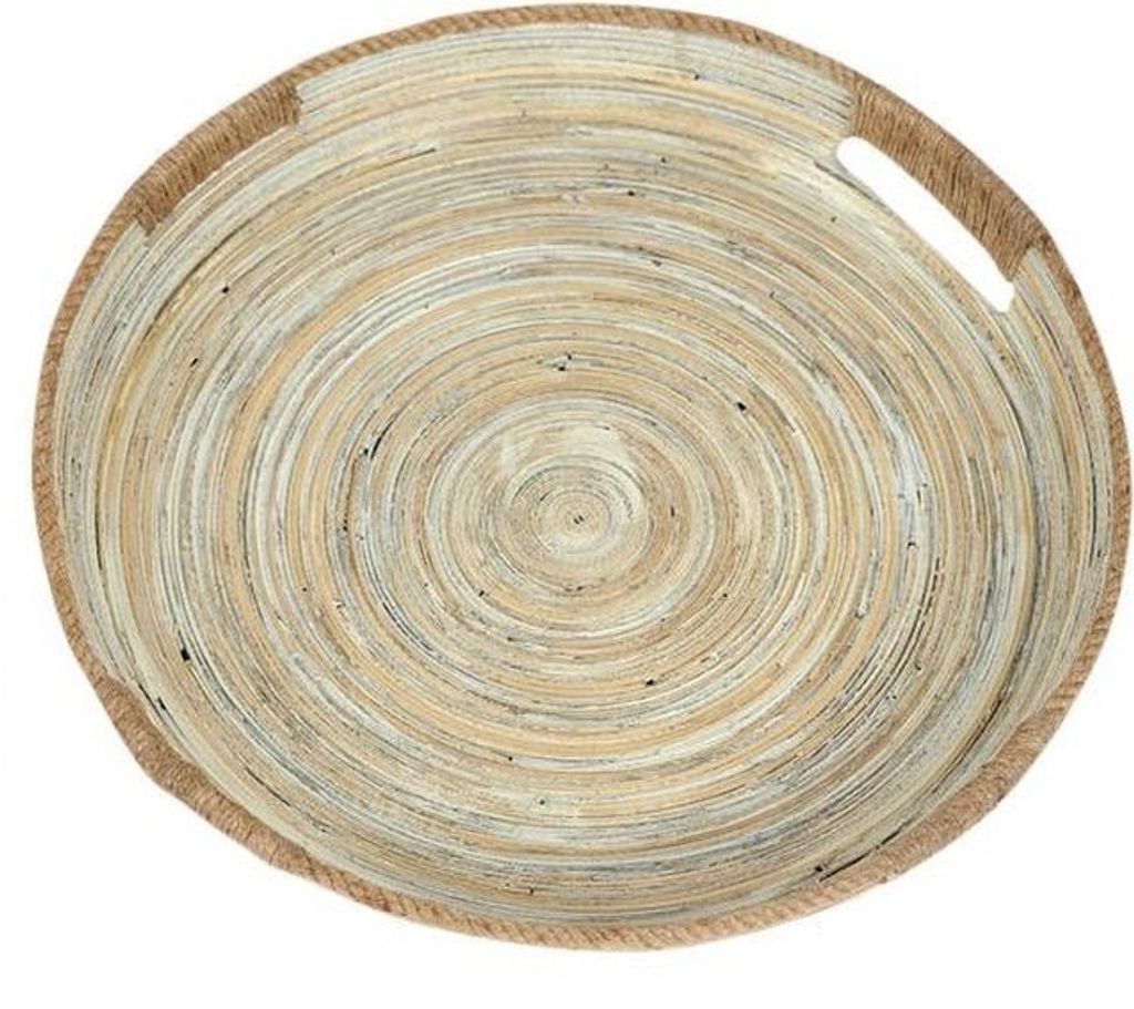 Rasteli Schale-Rundschale Bambus-Jute Braun-Beige-Grau D 36cm H 4,5cm