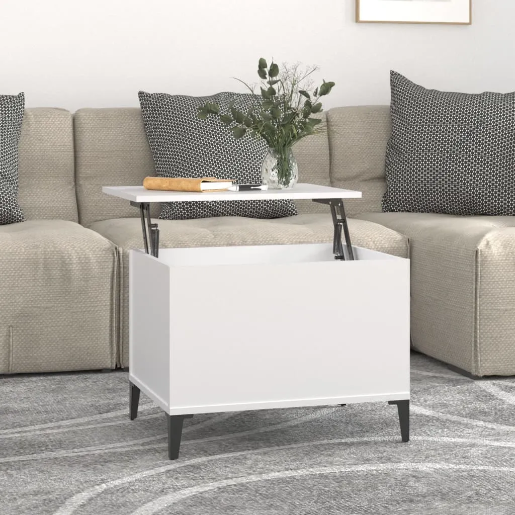 Tavolino Angolare In Legno Multistrato 33x33x34,5 Cm, Bianco, Ideale Per Soggiorno, Libreria E Piante