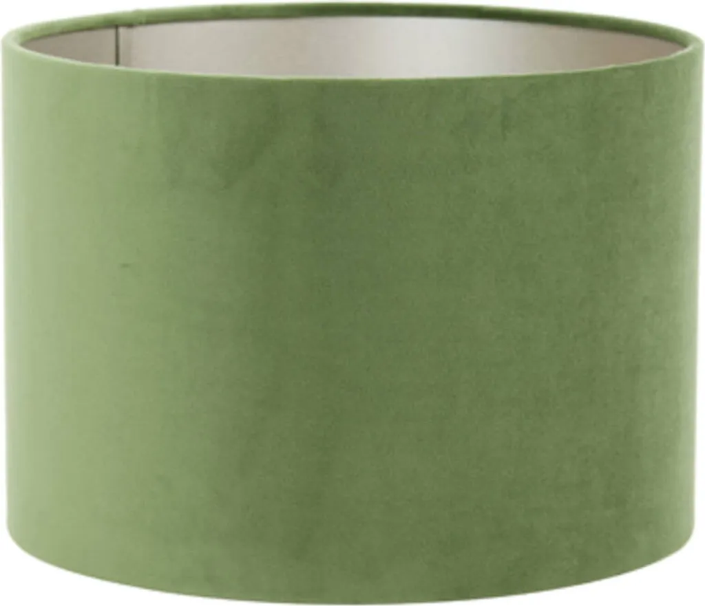Abat-jour Cylindrique en Velours Vert Textile Ø 30 cm pour Lampe E27