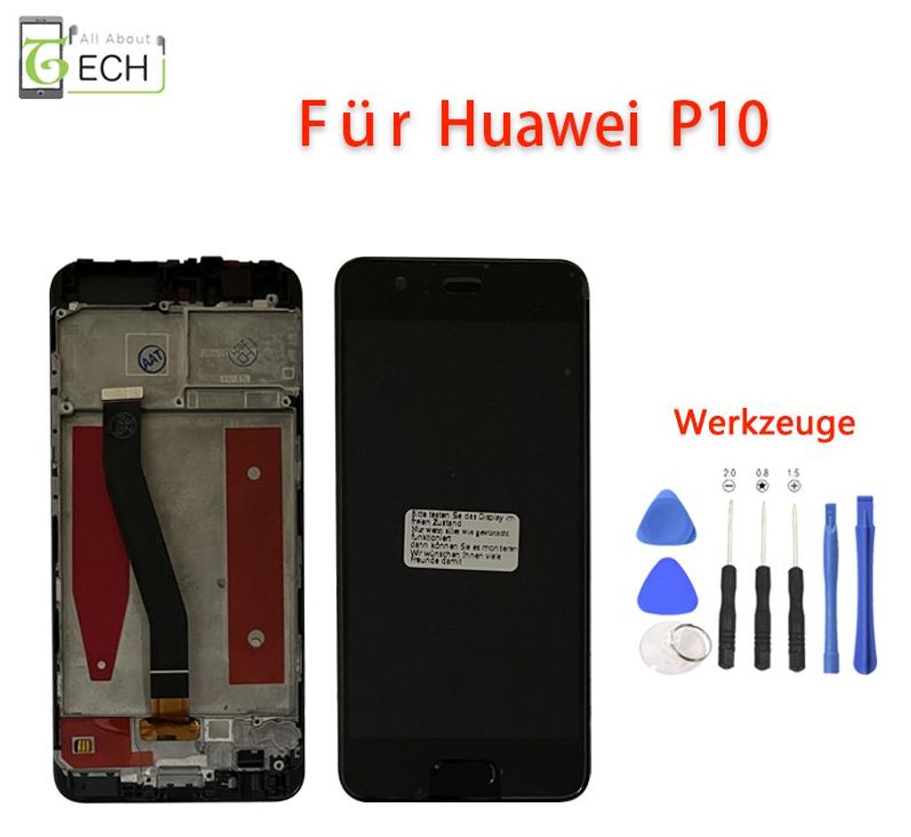 Für Huawei P10 LCD Display Schwarz Touchscreen mit Rahmen Produktbild 