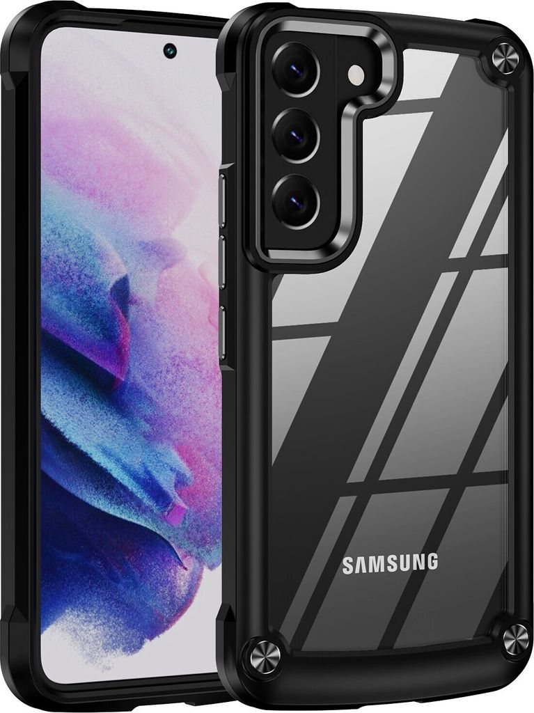 Samsung S21+ 5G Hülle, Hybrid Transparente PC Robust TPU Bumper Stoßfest Schutzhülle für Samsung Galaxy S21 Plus 5G Schwarz