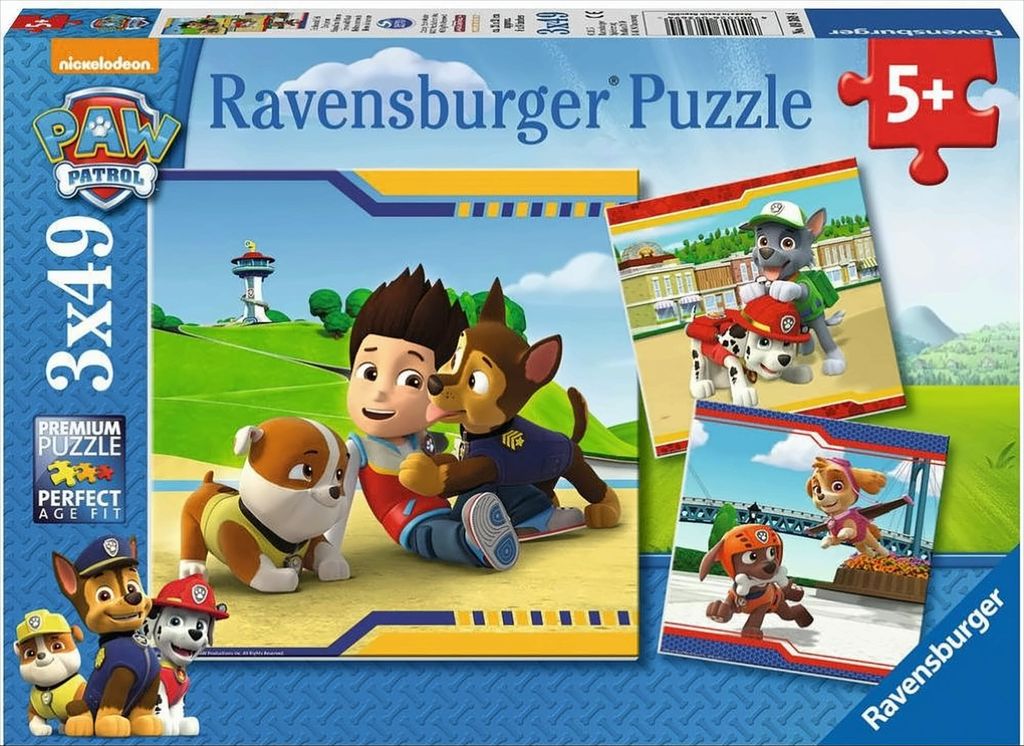 3 x 49 Teile Ravensburger Kinder Puzzle Paw Patrol Helden Produktbild 