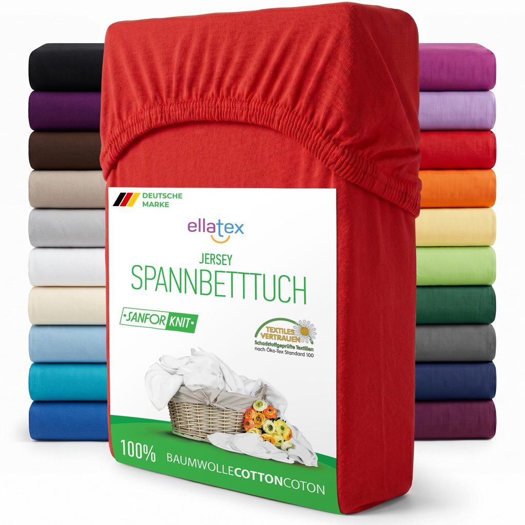 EllaTex Jersey Spannbettlaken 180x200–200x220 Baumwolle – Produktbild 